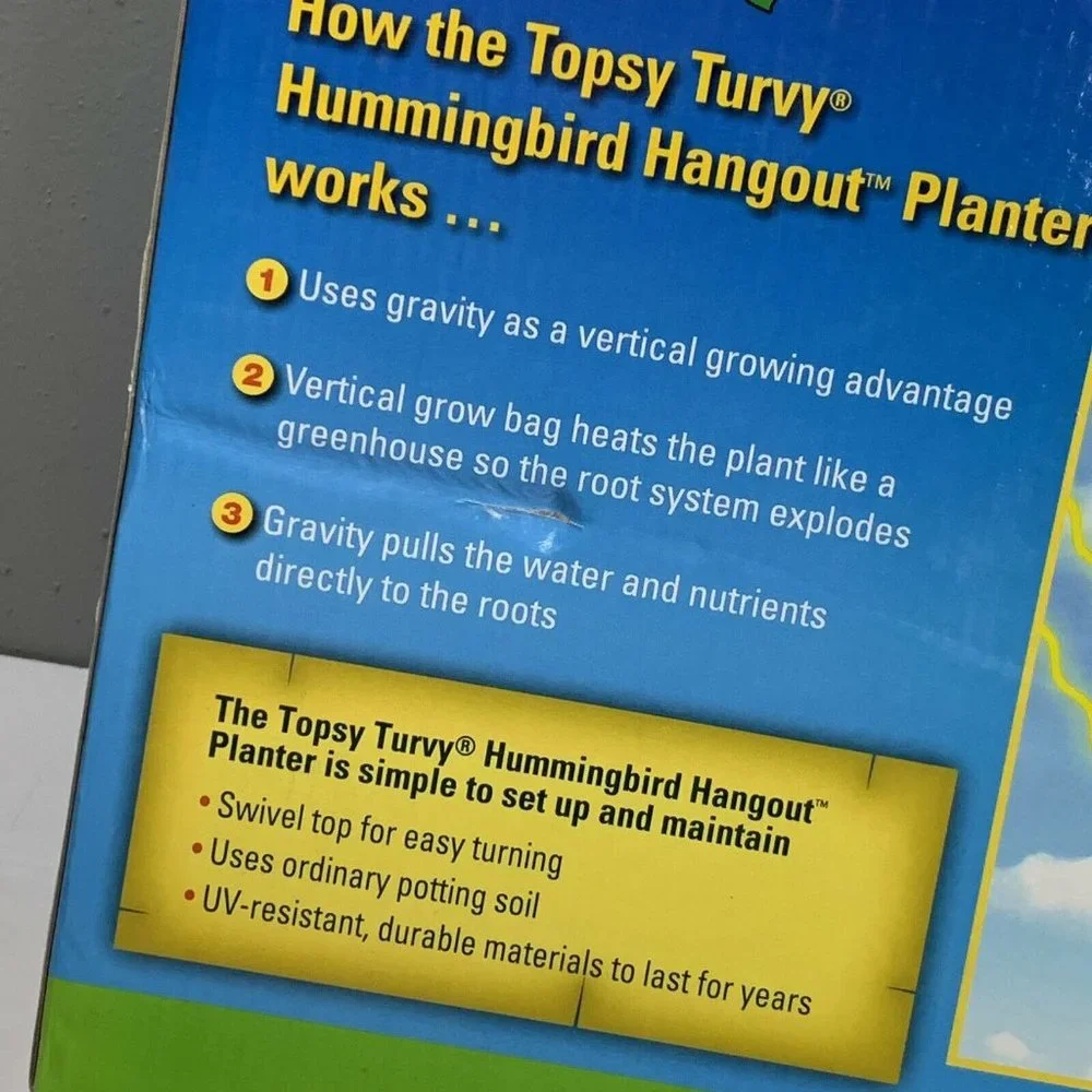 Topsy Turvy Tomato Hummingbird Hangout Flower Planter Upside Down Vertical Grow